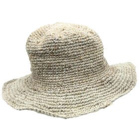 3x Chapeaux de Festival Boho en Chanvre & Coton Tricotés à la Main - Naturel