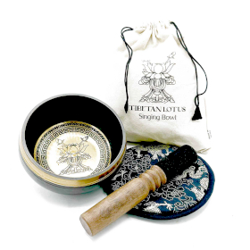 Coffret Cadeau Bol Chantant Gravé à la Main  - 14cm - Fleur de Lotus