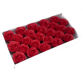 25x Roses de Savon  pour Bouquet- Larges/Rouge