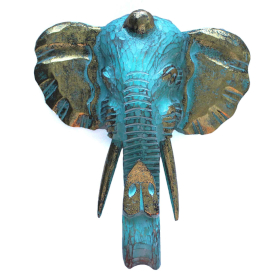 Grande Tête d\'Eléphant - Or & Turquoise