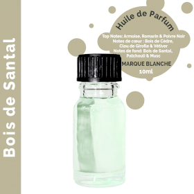 10x Bois de Santal - Huile parfumée 10 ml - sans étiquette