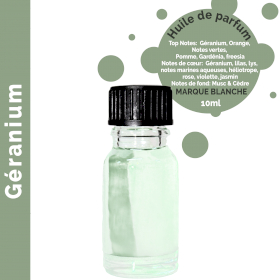 10x Géranium - Huile parfumée 10 ml - sans étiquette