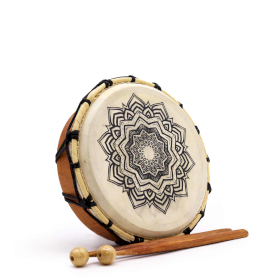 Tambour Chamanique Mandala avec Baguettes - 20cm