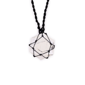 Pendentif Hexagonal en Pierre Précieuse - Howlite Blanche