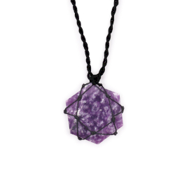 Pendentif Hexagonal en Pierre Précieuse - Lépidolite