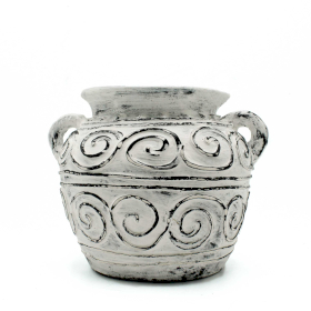 Vase en Argile Grecque avec Poignées - Crème 15cm