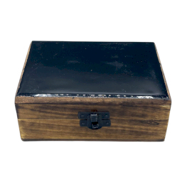 Boîte Moyenne en Bois Recouverte de Céramique - 15x10x6cm - Noir