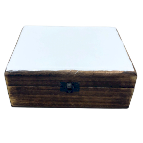 Grande Boîte en Bois Recouverte de Céramique - 20x15x7,5cm - Blanc
