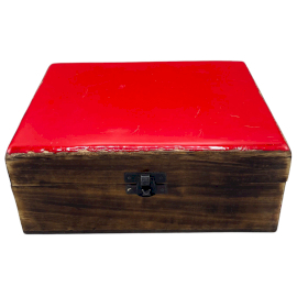 Grande Boîte en Bois Recouverte de Céramique - 20x15x7,5cm - Rouge