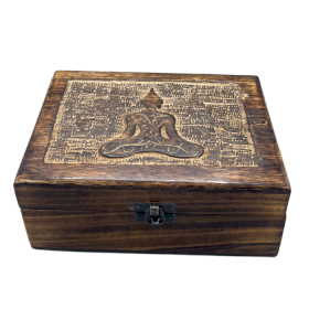 Grande Boîte à Souvenirs en Bois 20x15x7.5cm - Bouddha