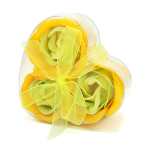 6x Boîtes de 3 Roses de Savon Boite Coeur - Rose du Printemps