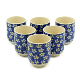 6x Tasses à Thé - Marguerite Bleue