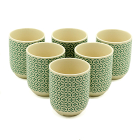 6x Tasses à Thé - Mosaïque verte