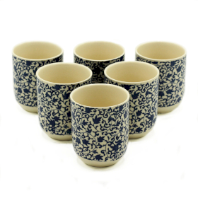 6x Tasses à Thé - Motif Bleu