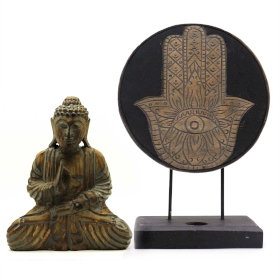 Set Feng Shui Bouddha - Main de Fatma - Gris