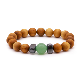 3x Bracelet Chakra Sacré en Bois de Cèdre avec Cornaline