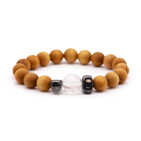 3x Bracelet Chakra de la Couronne en Bois de Cèdre avec Quartz Clair