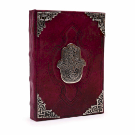Livre de Poche Rouge - Décoration Main de Fatma en Zinc - 200 pages à bordures décalées - 26x18cm
