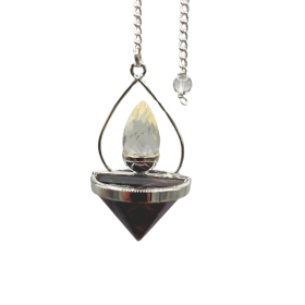 Pendule Lanterne de Vie en Pierres Précieuses - Améthyste & Quartz Rocheux