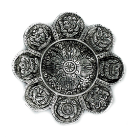 6x Porte-Encens Symboles Tibétains en Aluminium Poli 12cm