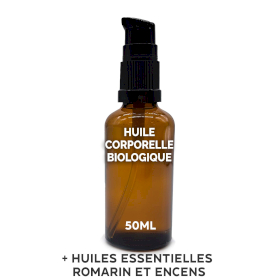 10x Huile Corporelle Bio 50ml - Romarin et encens - Sans étiquette