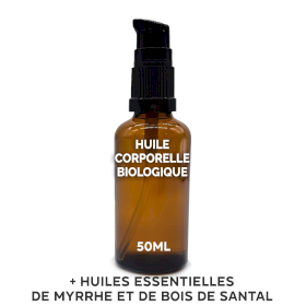 10x Huile Corporelle Bio 50ml - Bois de santal et myrrhe - Sans étiquette