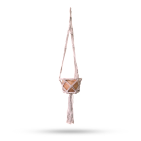 Petit Porte-pot en Macramé- Beige - Cerceau de 16 cm