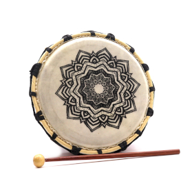 Tambour Chamanique Mandala avec une Baguette - 20cm