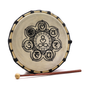 Tambour Chamanique Chakra avec une Baguette - 25cm