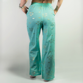 (M/L) Sari Nomade Collection On the Med - Pantalon de Détente -  Turquoise