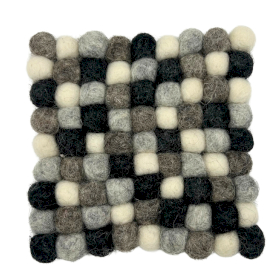 Sous-Verres Carré en Boules de Feutre - 10 cm Mélange de Gris (lot de 4)