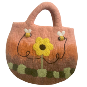 Sac en Feutre Soleil Fleur & Abeilles - 35x27cm
