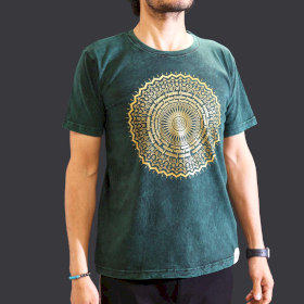 T-shirt Délavé à la Pierre Taille M  - Mandala - Vert