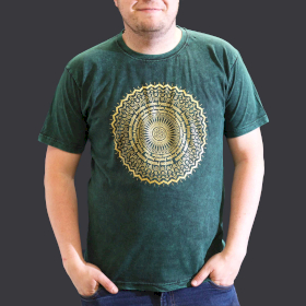 T-shirt Délavé à la Pierre Taille XL - Mandala - Vert