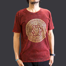 T-shirt Délavé à la Pierre Taille M - Chakra - Bordeaux