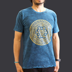 T-shirt Délavé à la Pierre Taille M - Chakra - Bleu