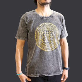 T-shirt Délavé à la Pierre Taille M - Chakra - Gris Foncé