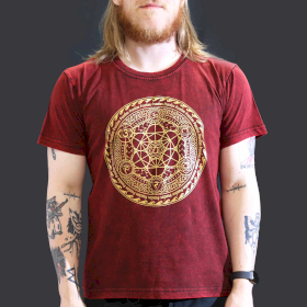 T-shirt Délavé à la Pierre Taille L - Chakra - Bordeaux