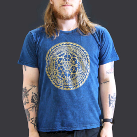 T-shirt Délavé à la Pierre Taille L - Chakra - Bleu