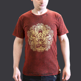 T-shirt Délavé à la Pierre Taille S  - Main de Fatma - Bordeaux