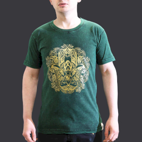 T-shirt Délavé à la Pierre Taille S  - Main de Fatma - Vert