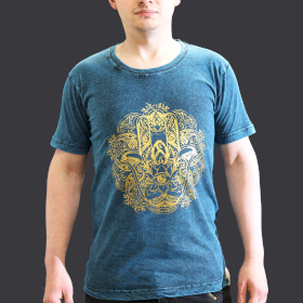 T-shirt Délavé à la Pierre Taille S  - Main de Fatma - Bleu