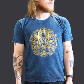 T-shirt Délavé à la Pierre Taille L - Main de Fatma - Bleu