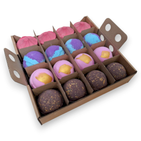 16x Coffret Découverte Bombe de Bain Jumbo - 4 de Chaque Parfum : Dubai, Amethyst, Razzle, Charlotte