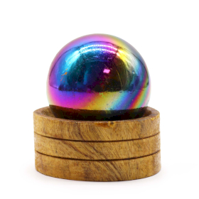 Sphère en Cristal de Gemme 50mm - Aura d’Améthyste  avec Support
