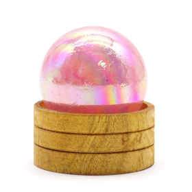 Sphère en Cristal de Gemme 50mm - Quartz Rose Aura Titane Aura avec Support