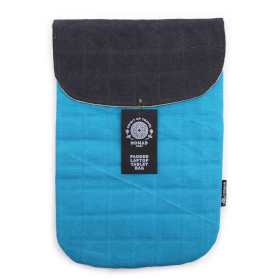 Pochette Rembourrée pour Ordinateur Portable - Turquoise Intense - Toile Délavée 14 oz