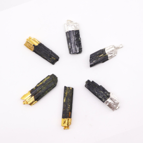6x Pendentifs Plaqués Or & Argent avec Tourmaline Indienne (6 assortis)
