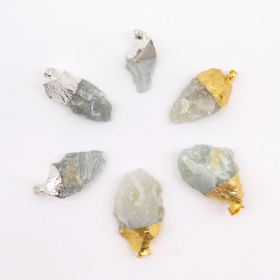 6x Pendentifs Plaqués Or & Argent avec Jade Indien (6 assortis)