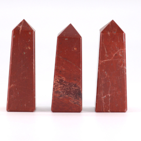 3x Pointes Obélisques en Pierre Gemme - Jaspe Rouge